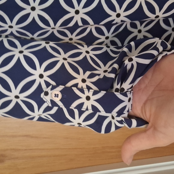 Notations Navy & White Geometric Blouse - Picture 3 of 5